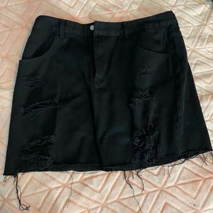 Black Distressed Jean Skirt NWOT